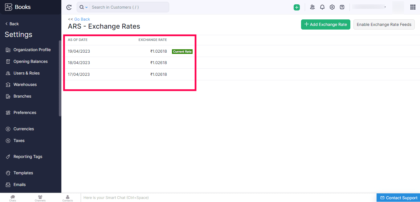 Auto-update exchange rate for Zoho Books