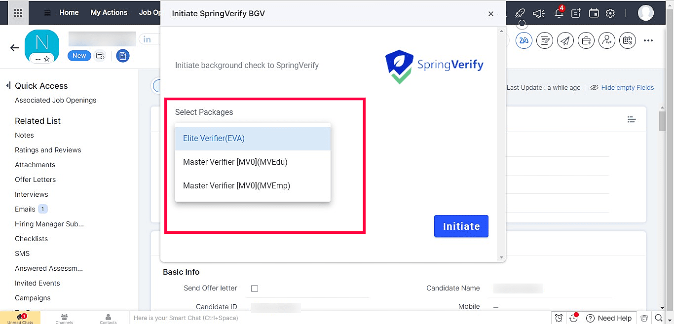 SpringVerify BGV for Zoho Recruit