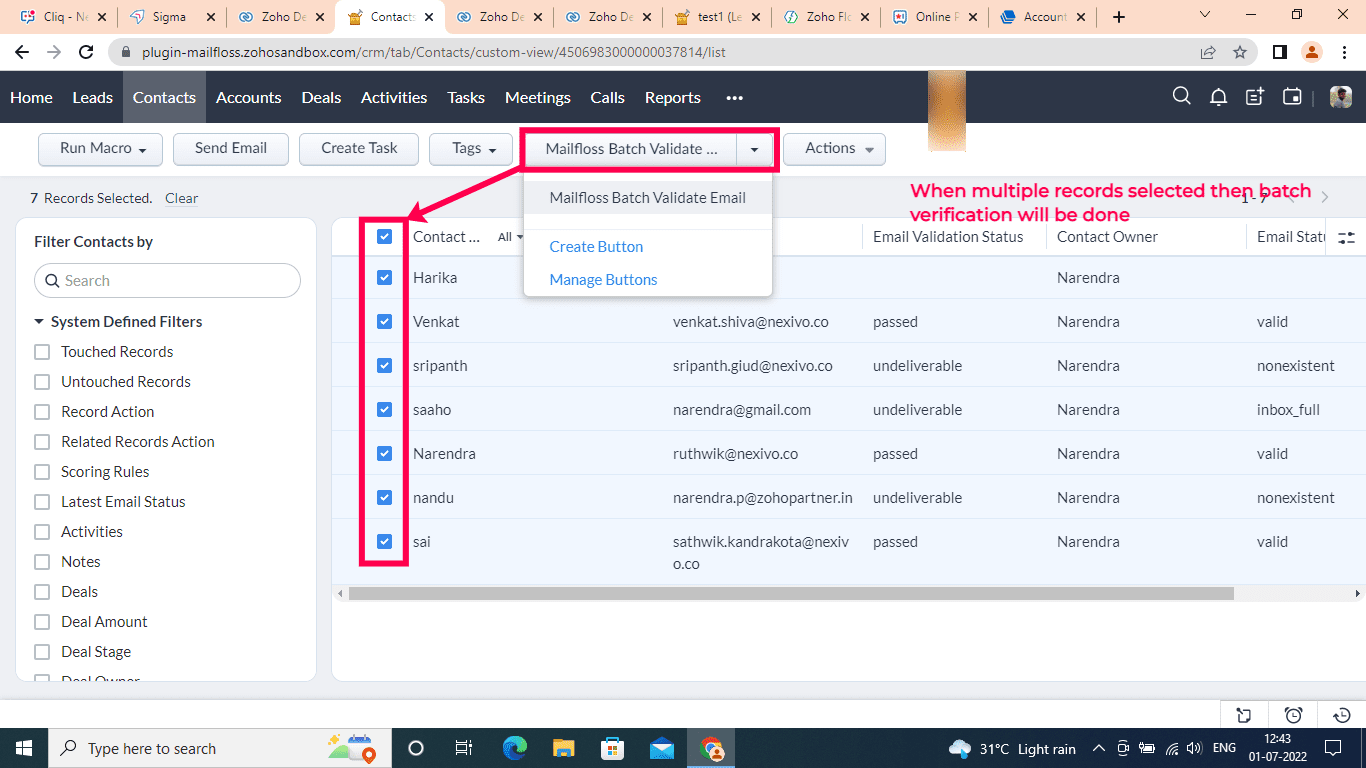 Mailfloss Email Veriifcation for Zoho CRM