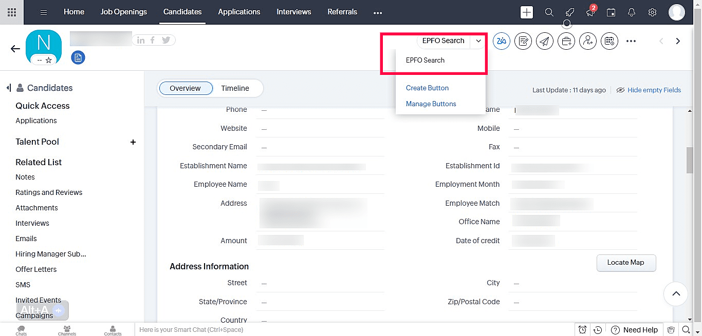 EPFO Data Retrieval for Zoho Recruit