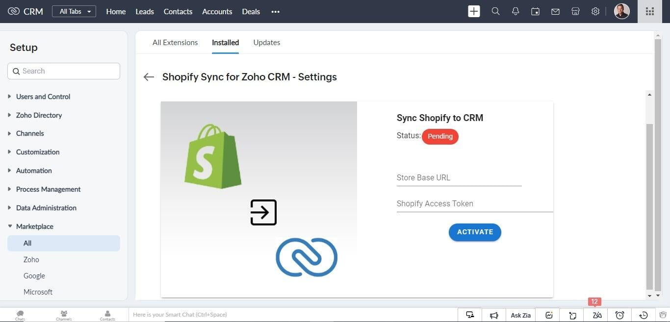 Shopify Sync for Zoho CRM