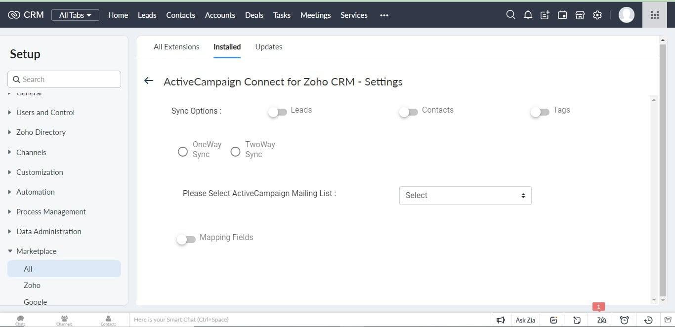 ActiveCampaign integration for Zoho CRM