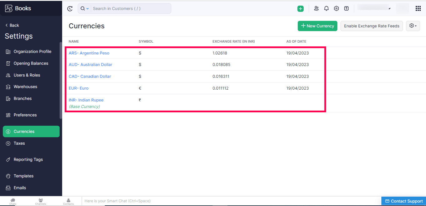 Auto-update exchange rate for Zoho Books