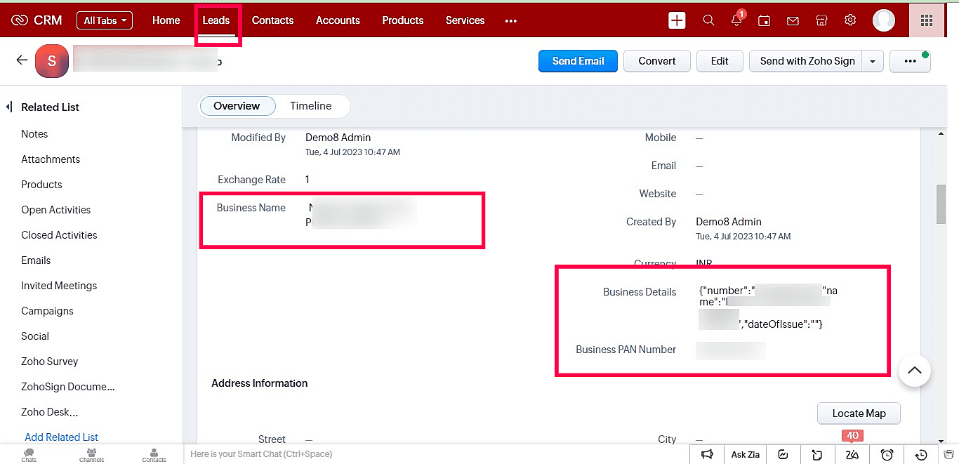 Business PAN Validator for Zoho CRM