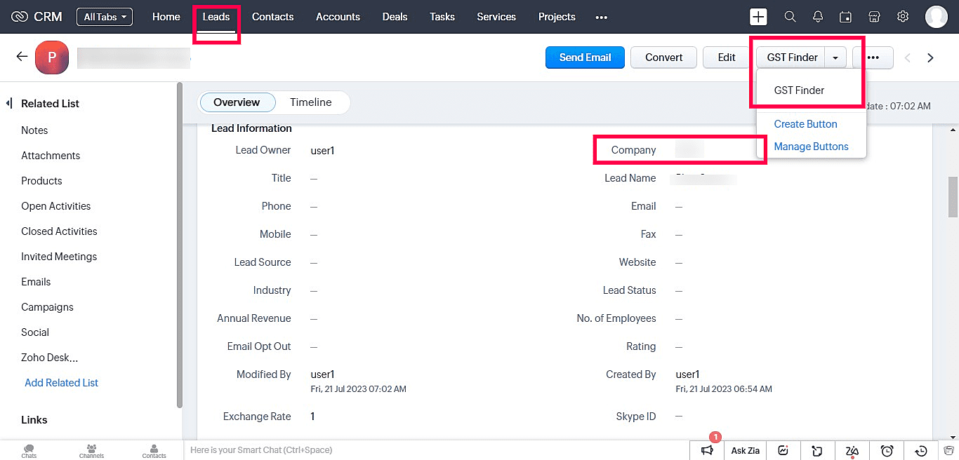 Company GST Finder for Zoho CRM