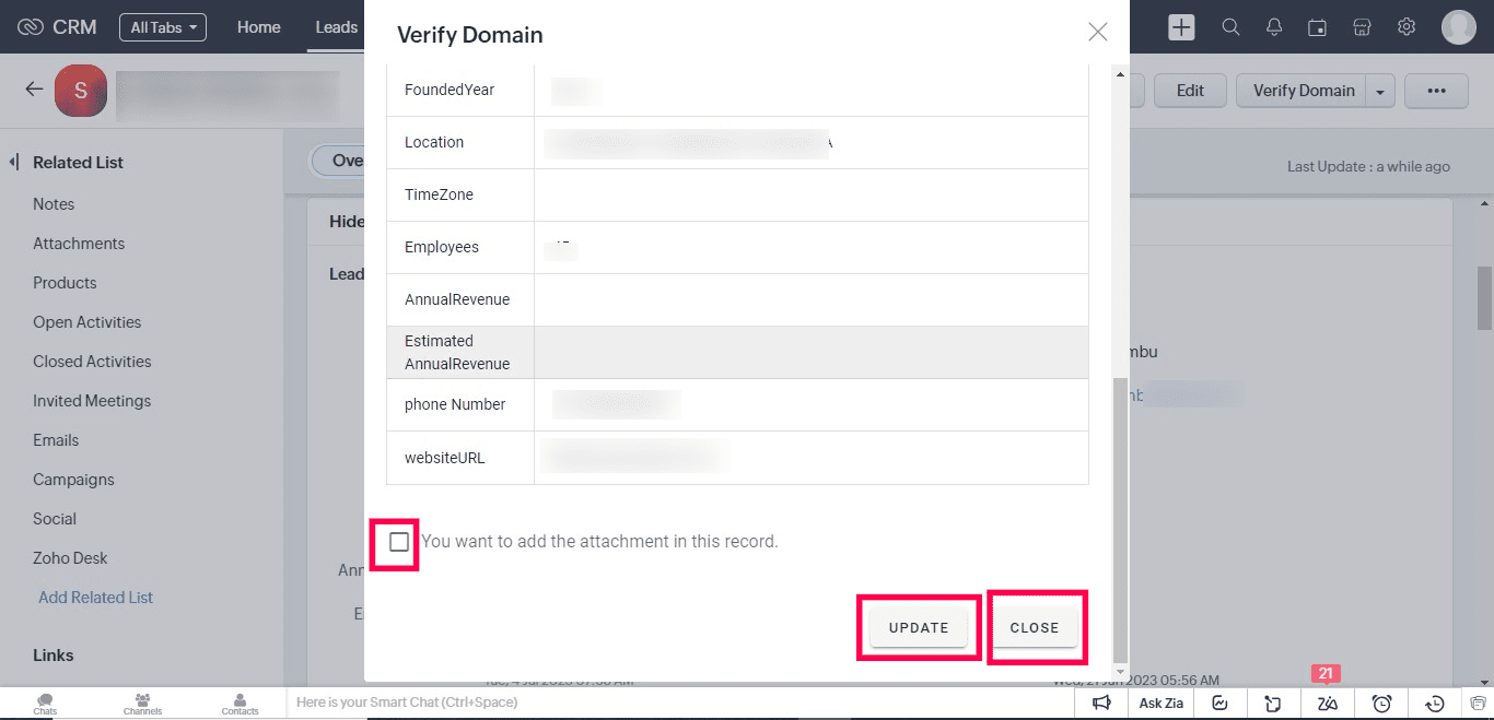 Domain Verifier for Zoho CRM