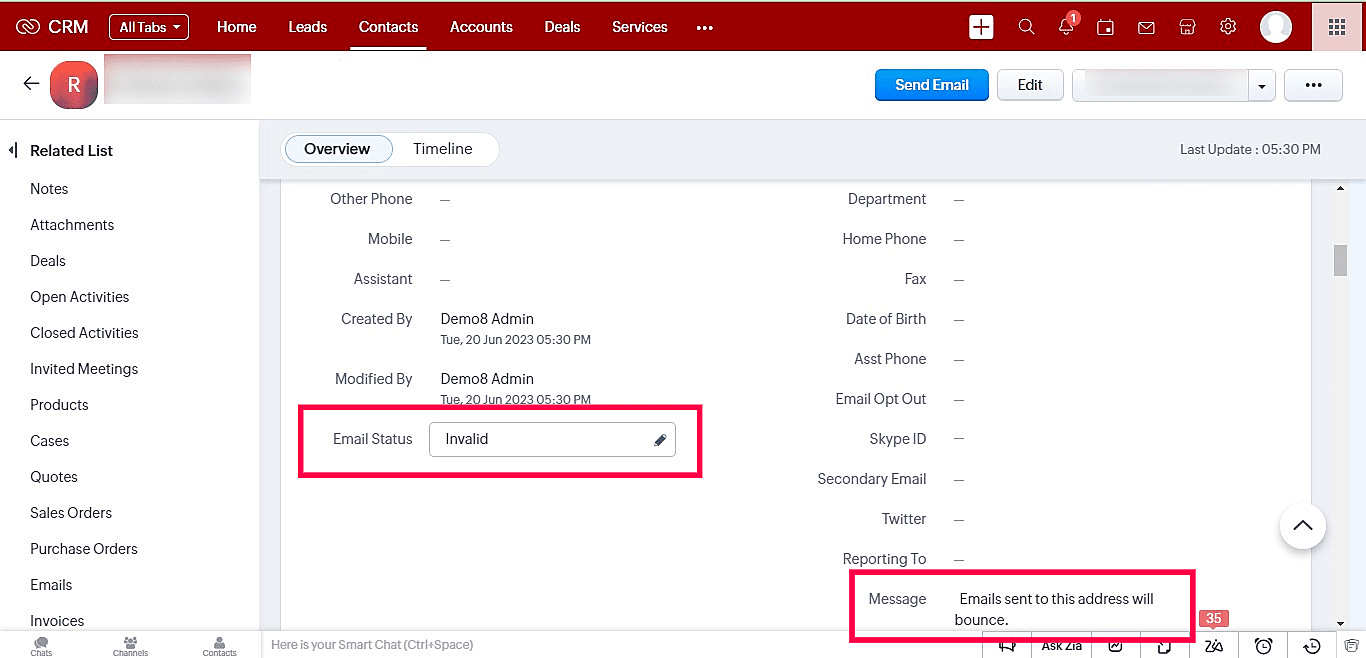Email verification for Zoho CRM