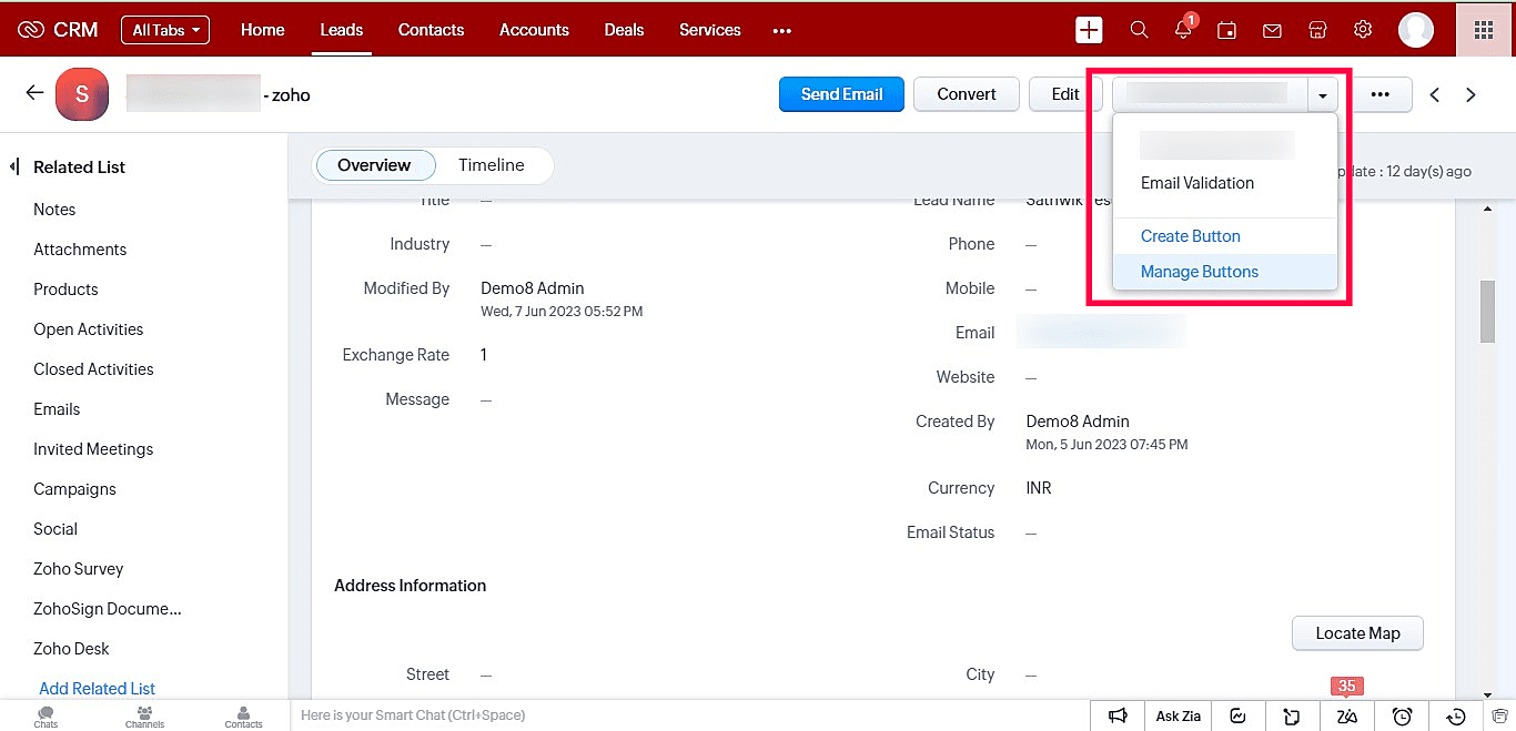 Email Veriifcation for Zoho CRM