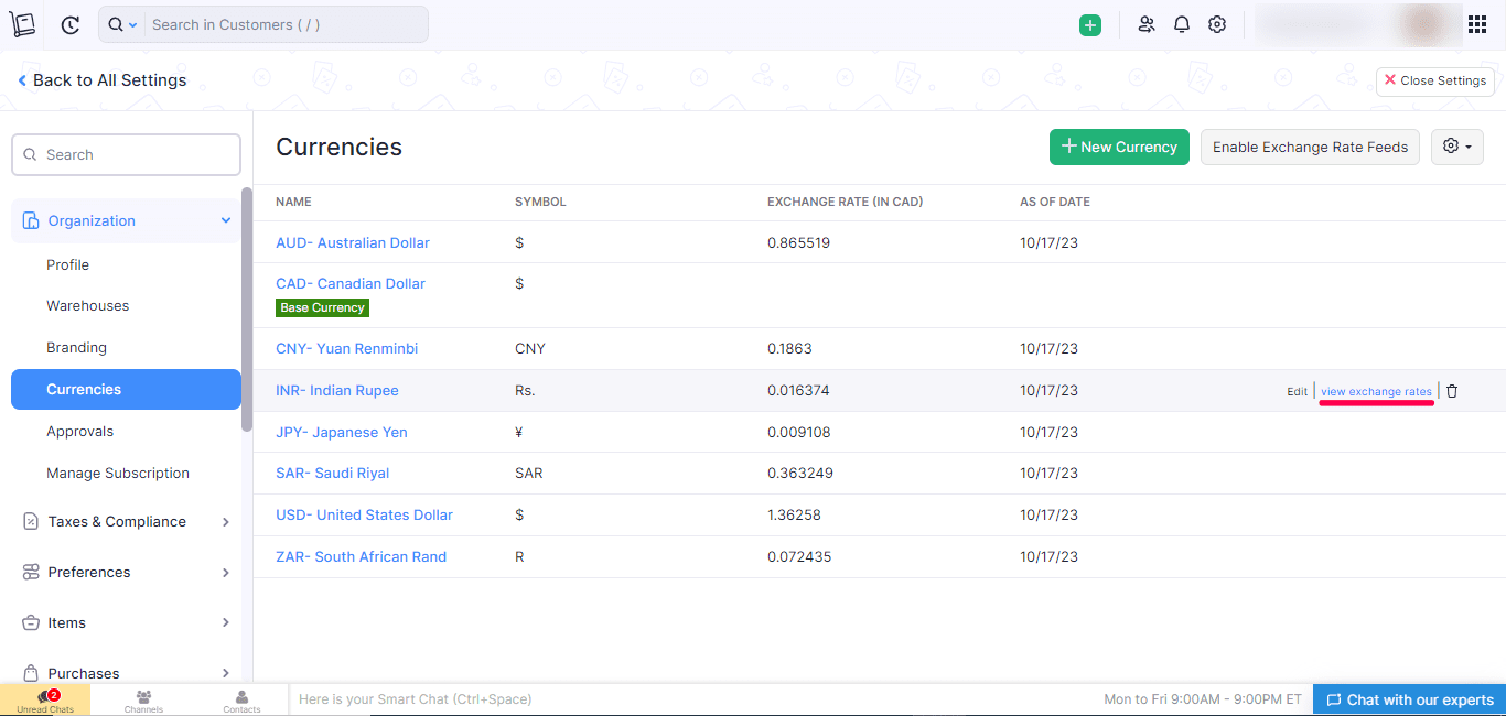 24 - Hourly Exchange Rate Update for Zoho Inventory