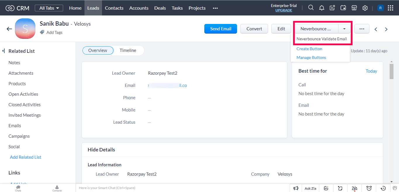 Email Verification for Zoho CRM