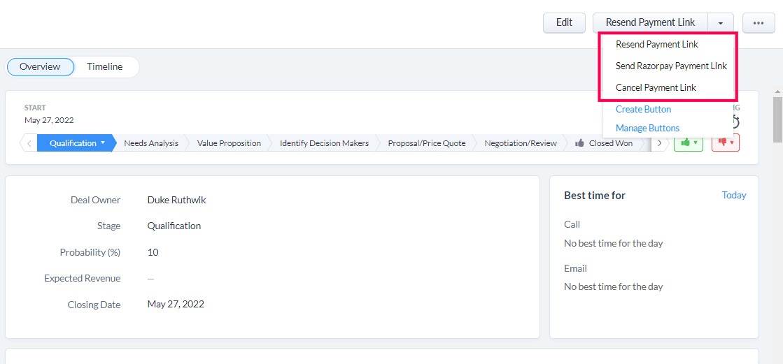 Razorpay for Zoho CRM