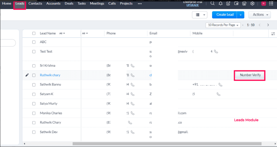 Numverify for Zoho CRM