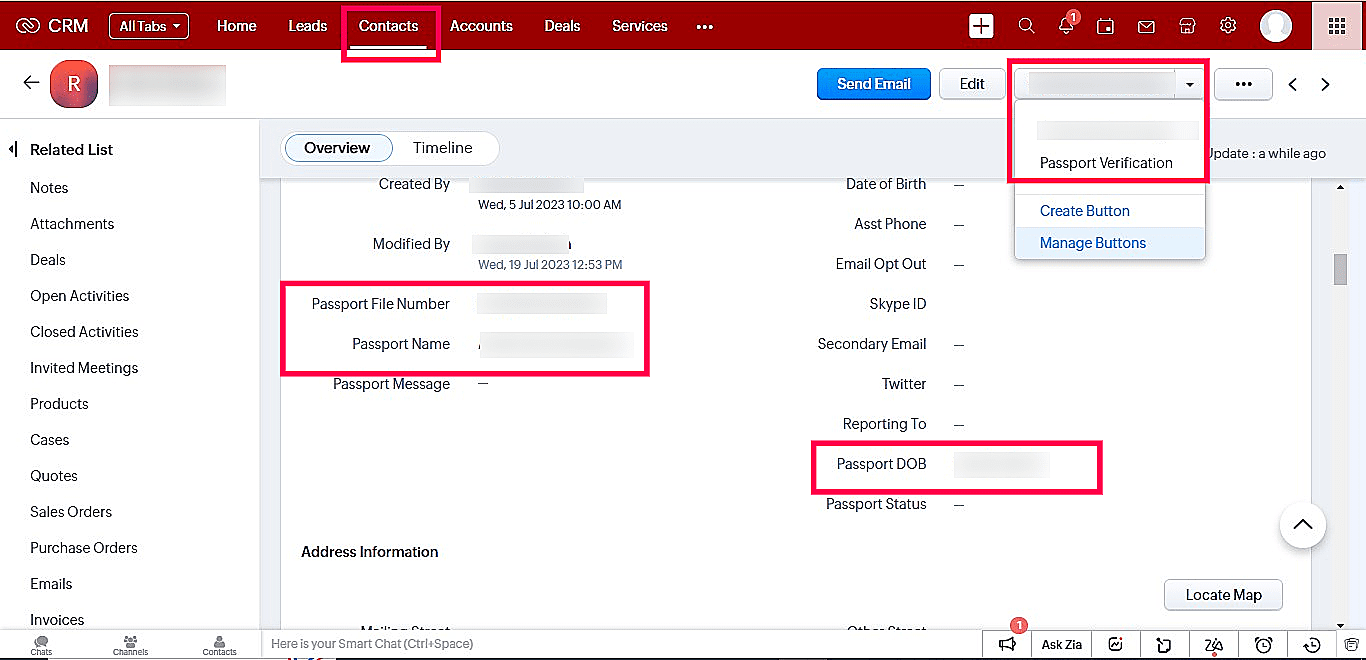 Passport Verifier for Zoho CRM