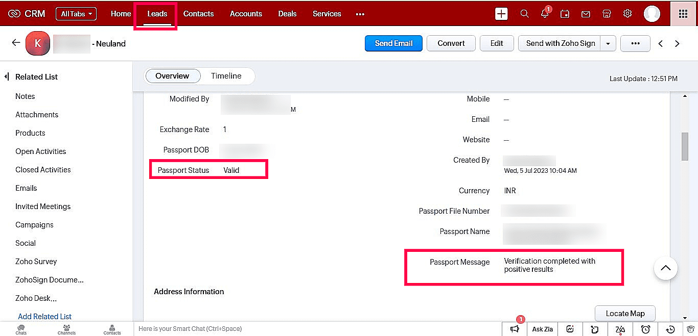 Passport Verifier for Zoho CRM