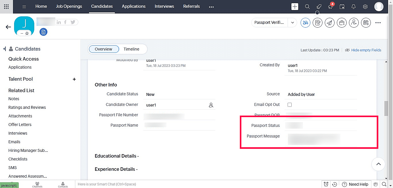 Passport Verifier for Zoho Recruit