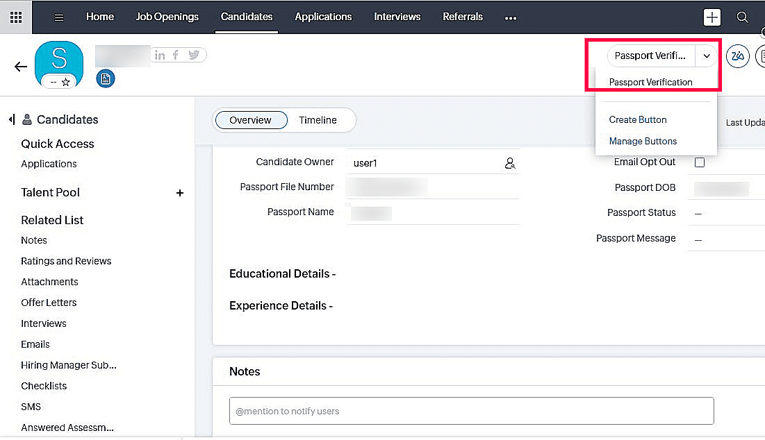Passport Verifier for Zoho Recruit
